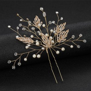 3 piece Gold-plated Alloy U-shaped Hair Clip With Rhinestones